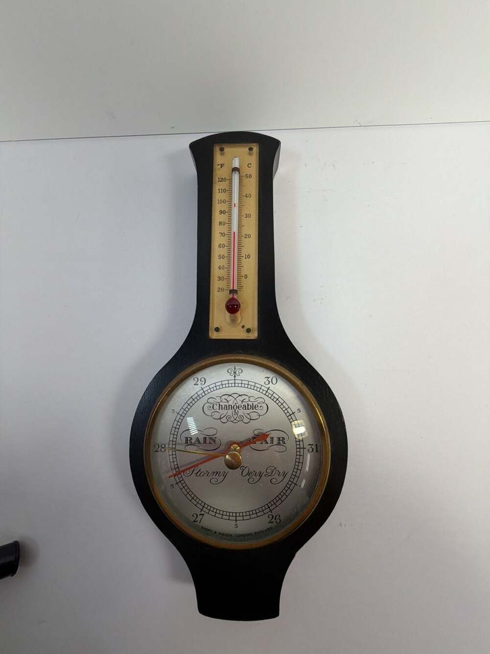 Vintage Short & Mason London England Wall Barometer and Thermometer